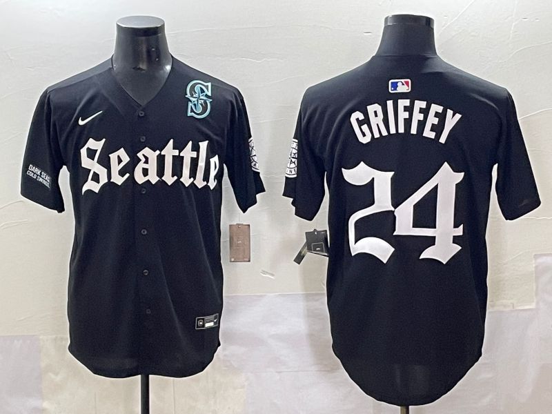 Men 2025 Seattle Mariners #24 Griffey Black Five generations Joint Name Nike MLB Jersey style 18->seattle mariners->MLB Jersey